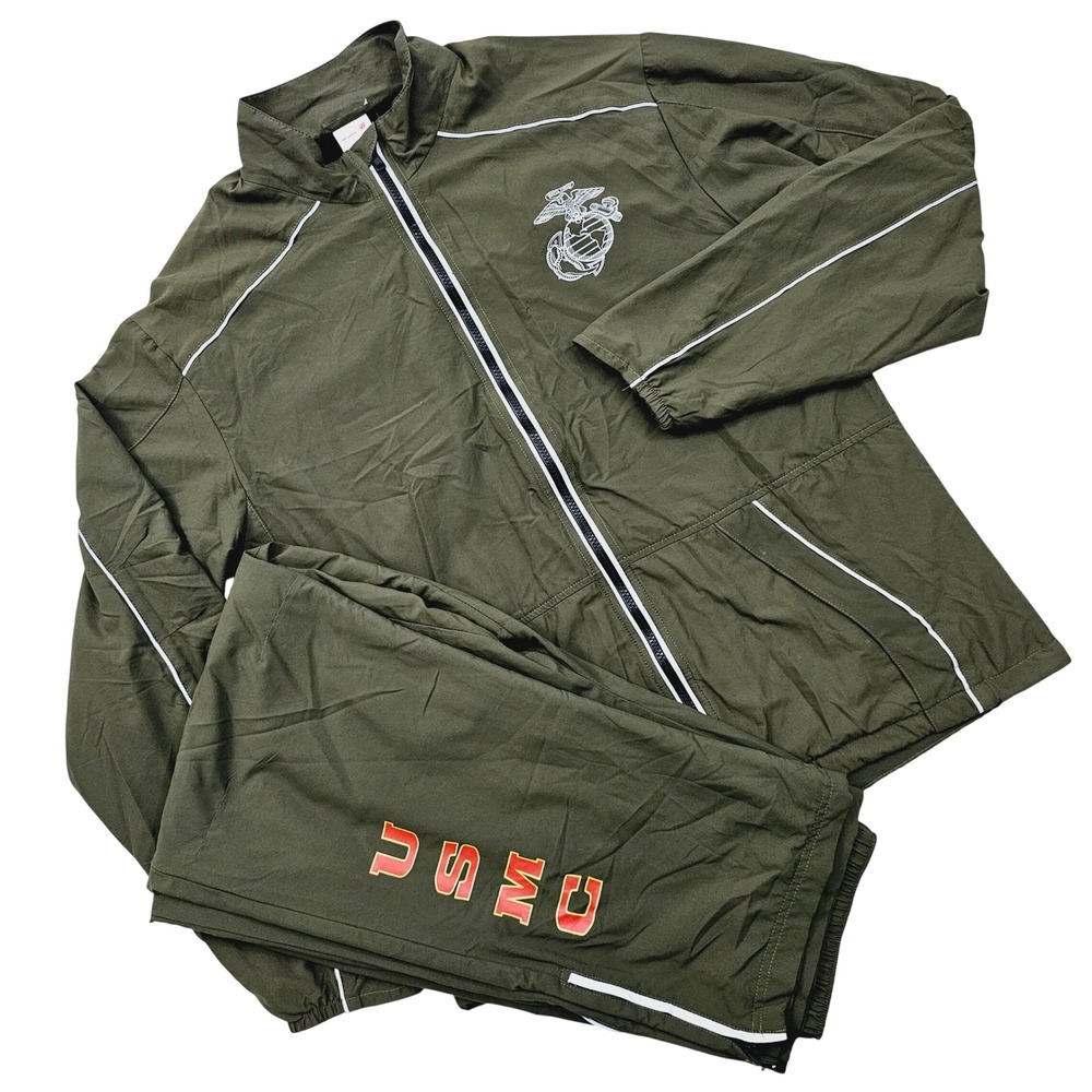 New Balance USMC Track Suit Mens Medium Long Green Olive Drab PT Jacket Pants‎